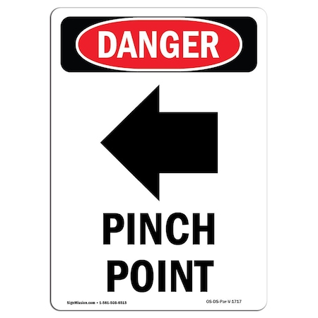 OSHA Danger Sign, Pinch Point, 5in X 3.5in Decal